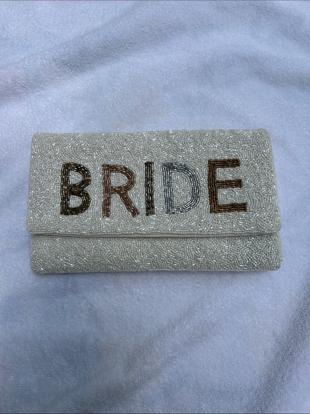 Beaded 'BRIDE' Ivory Clutch Bag